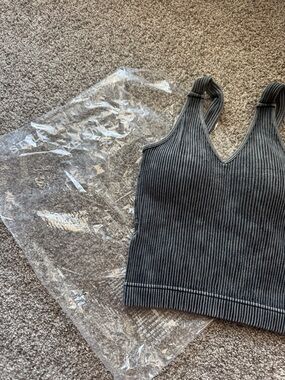 Zenana NWT Ribbed V-Neck Tank Top in Charcoal Gray